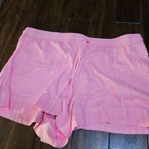 Neon pink linen shorts